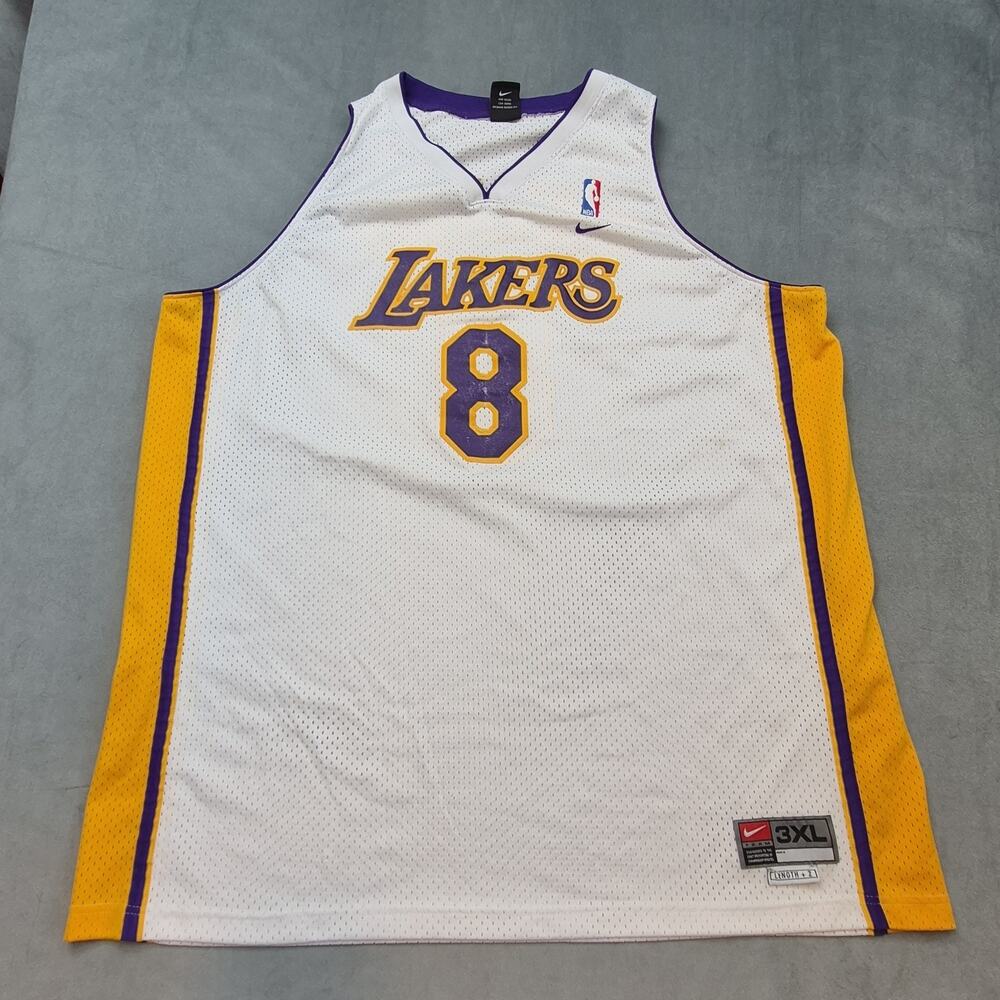 Vintage Kobe Bryant Jersey Mens 3XL White Yellow Nike Los Angeles Lakers NBA